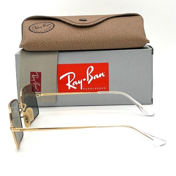 Ray Ban RECTANGLE  EVOLVE RB1969 001/W3 Gold /  Gray Blue 54mm Sunglasses - Picture 3 of 4